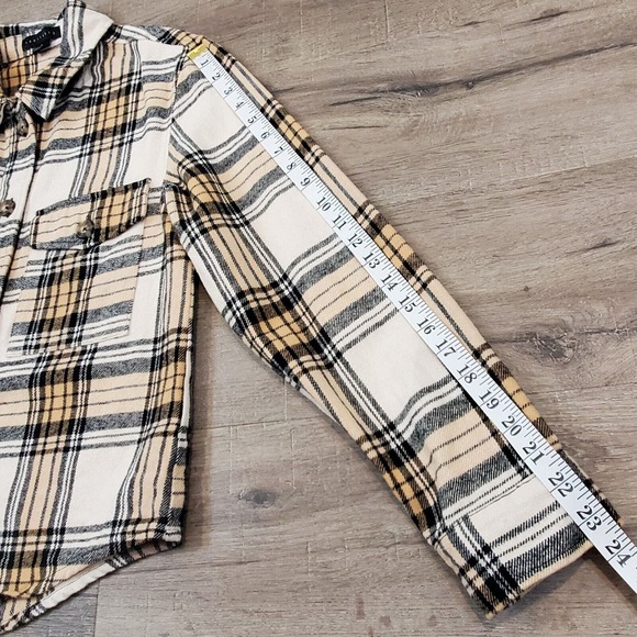 Sanctuary Button Down Plaid Shacket Womens Sz S Oversized Toffee - Picture 8 of 10
